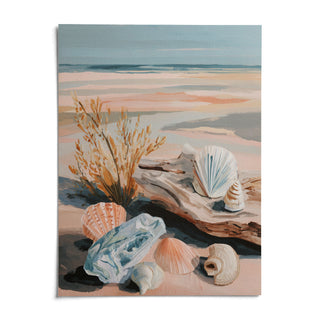 Coastal Shell Art, shown as an unframed paper print on a plain white background