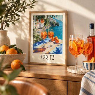 Cocktail Art Decor, a small A4 framed print leaning on a sideboard