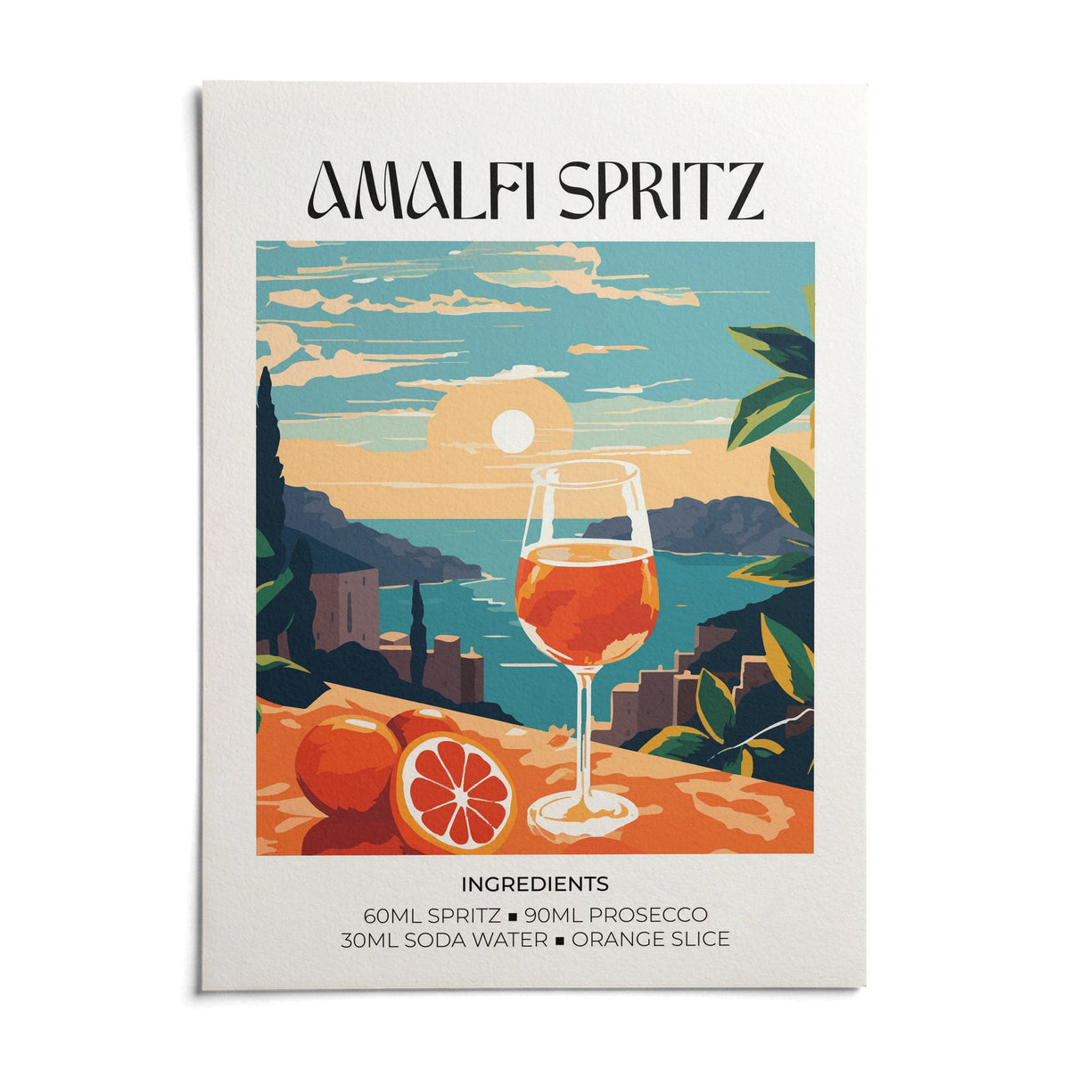 Amalfi Spritz as it arrives: an unframed matte paper print