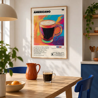 Coffee Print for Kitchen, framed on the wall of a modern kitchen-diner
