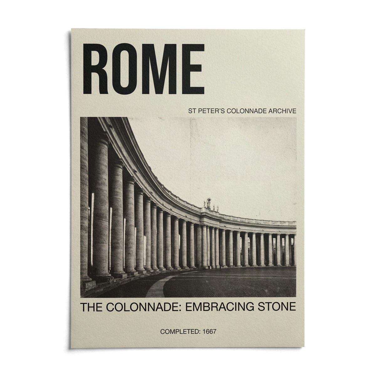 Colonnade Architecture Art Print, shown as an unframed paper print on a plain white background