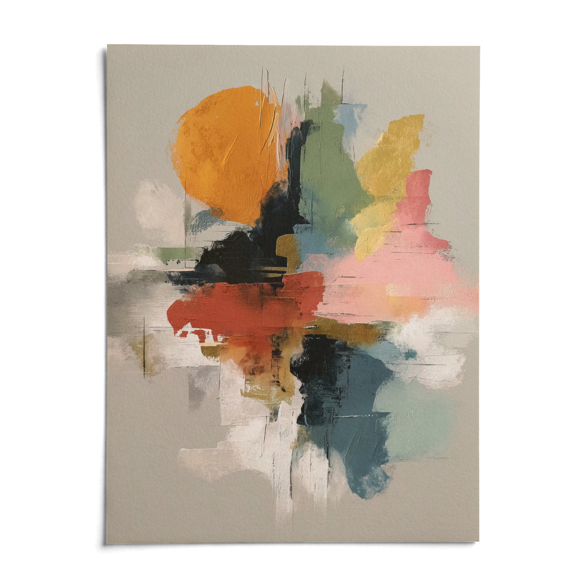 Colorful Abstract Art Print, shown as an unframed paper print on a plain white background