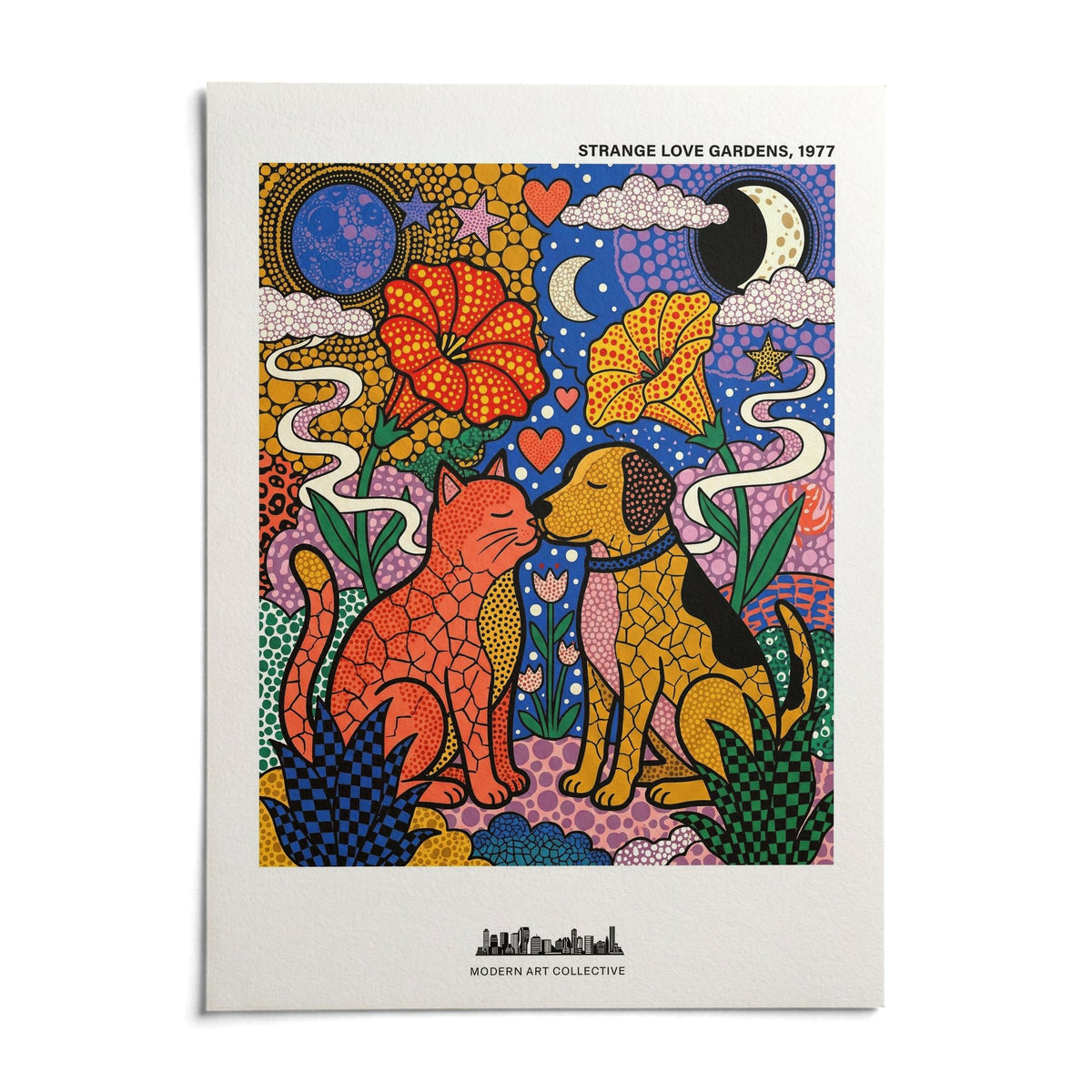 Colorful Animal Art Print, shown as an unframed paper print on a plain white background
