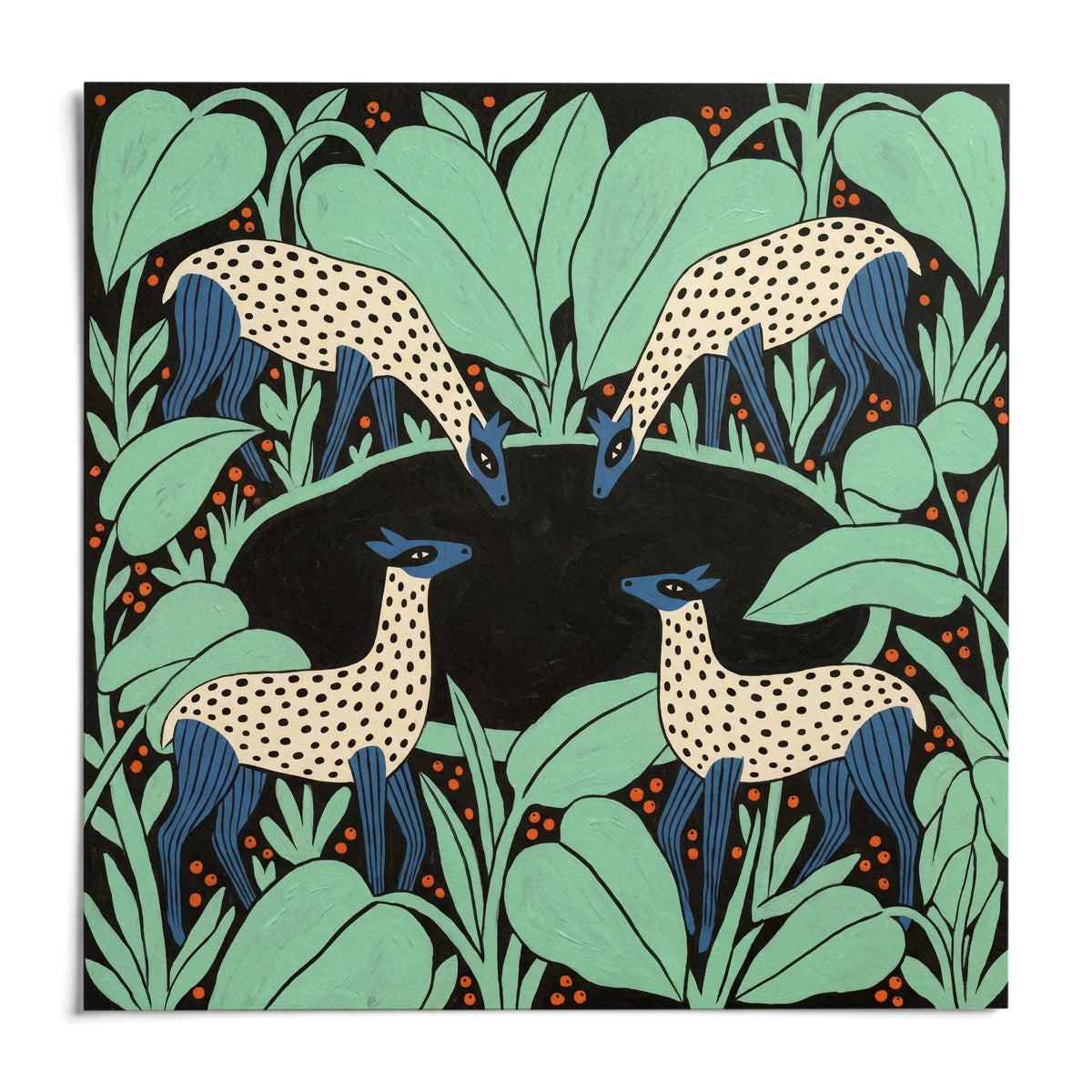 Colorful Animal Wall Art, shown as an unframed paper print on a plain white background