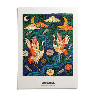 Colorful Crane Poster, shown as an unframed paper print on a plain white background