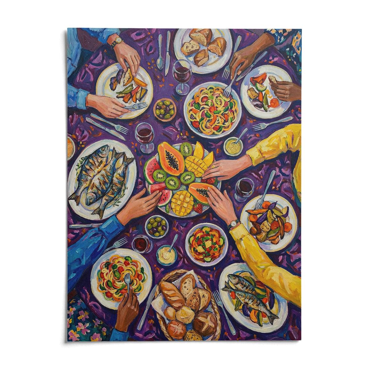 Colorful Dining Poster, shown as an unframed paper print on a plain white background