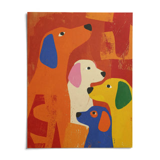 Colorful Dog Print, shown as an unframed paper print on a plain white background