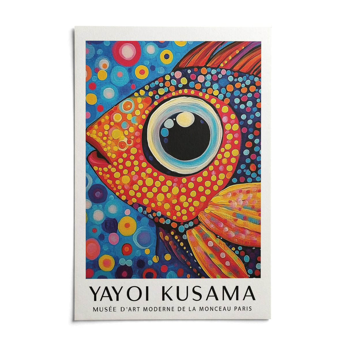 Colorful Fish Art Print, shown as an unframed paper print on a plain white background