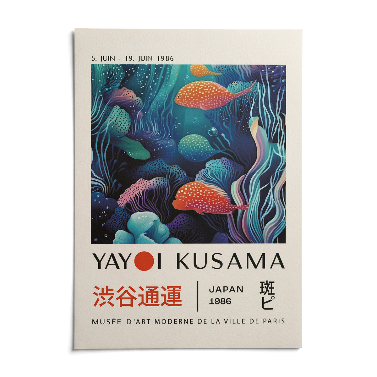 Colorful Fish Art, shown as an unframed paper print on a plain white background