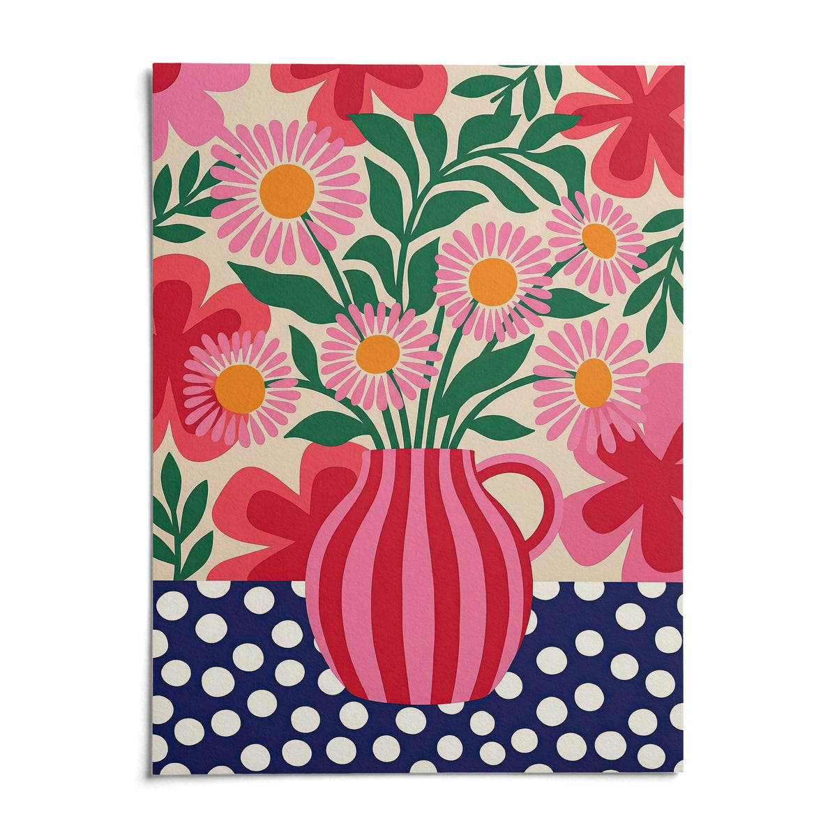 Colorful Flower Art Print, shown as an unframed paper print on a plain white background