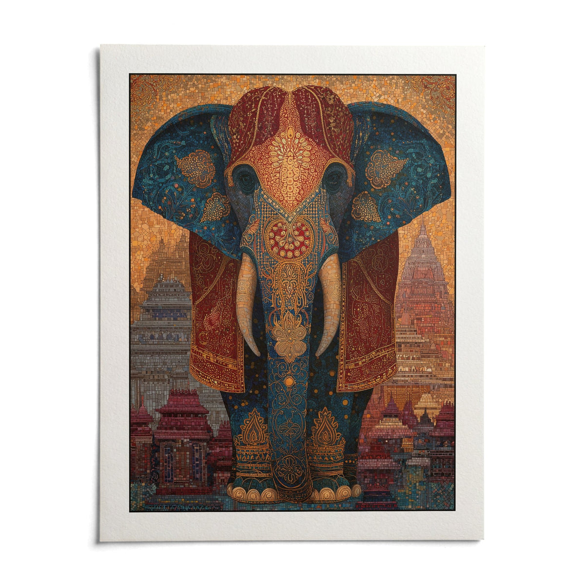 Colorful Indian Art Print, shown as an unframed paper print on a plain white background