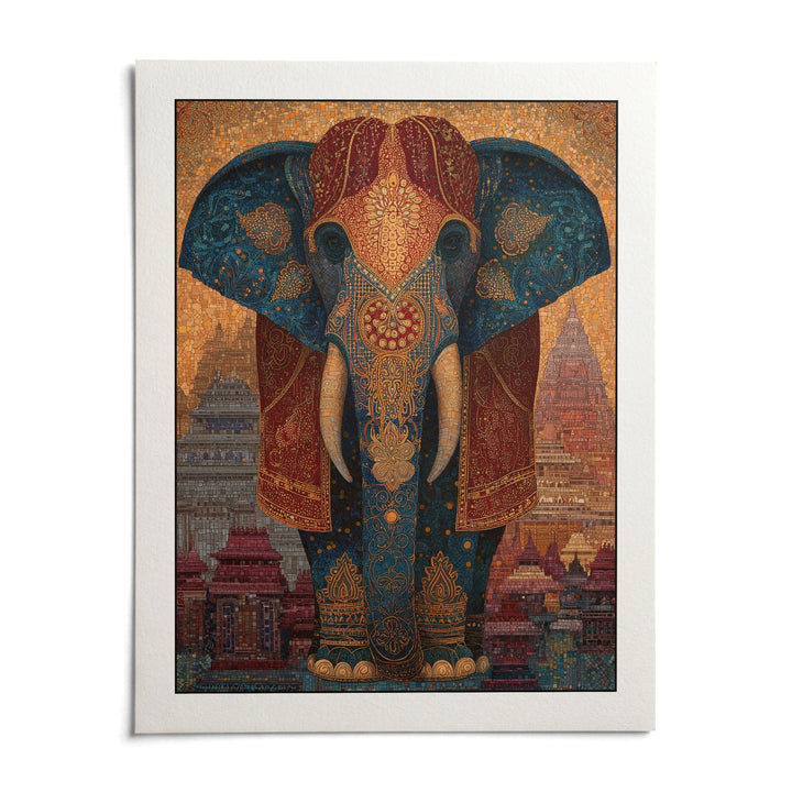 Colorful Indian Art Print, shown as an unframed paper print on a plain white background