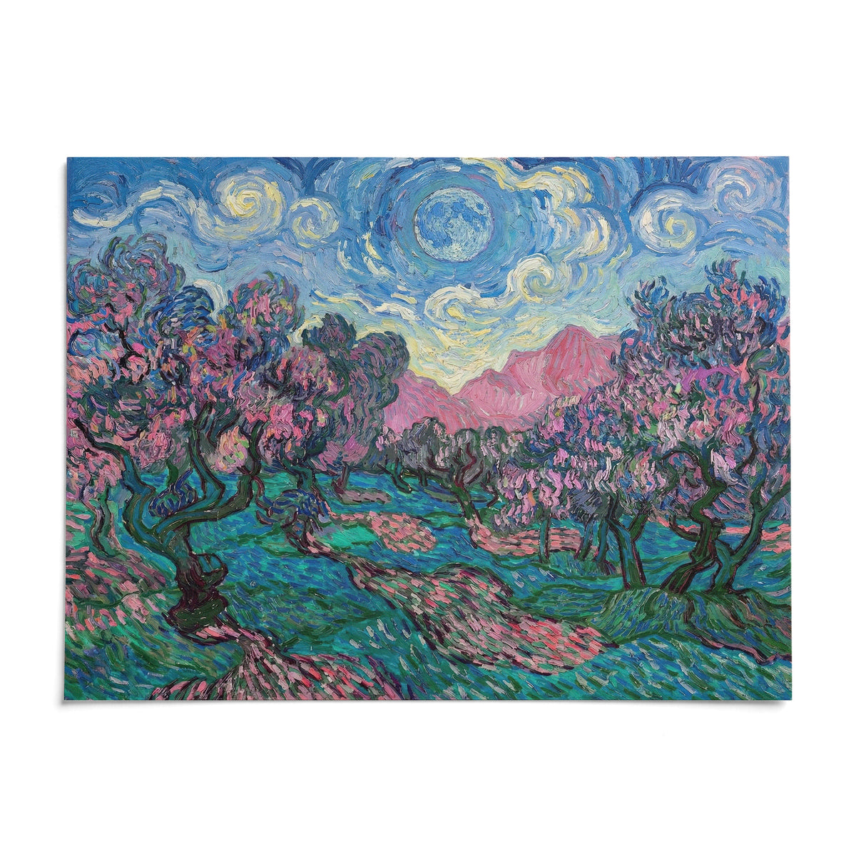 Colorful Landscape Art, shown as an unframed paper print on a plain white background