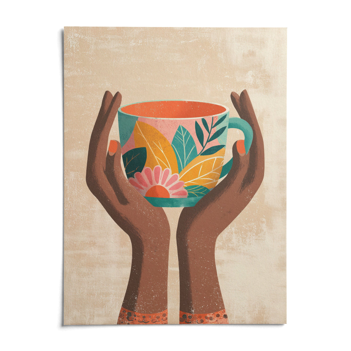 Colorful Mug Art Print, shown as an unframed paper print on a plain white background