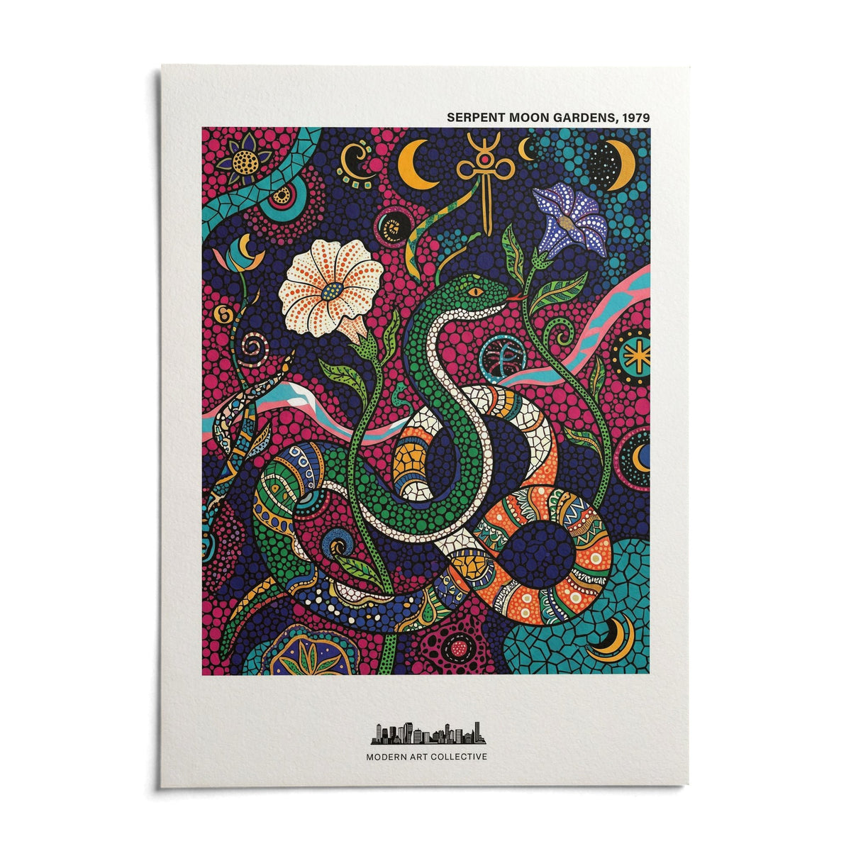 Snake Wall Art, shown as an unframed paper print on a plain white background