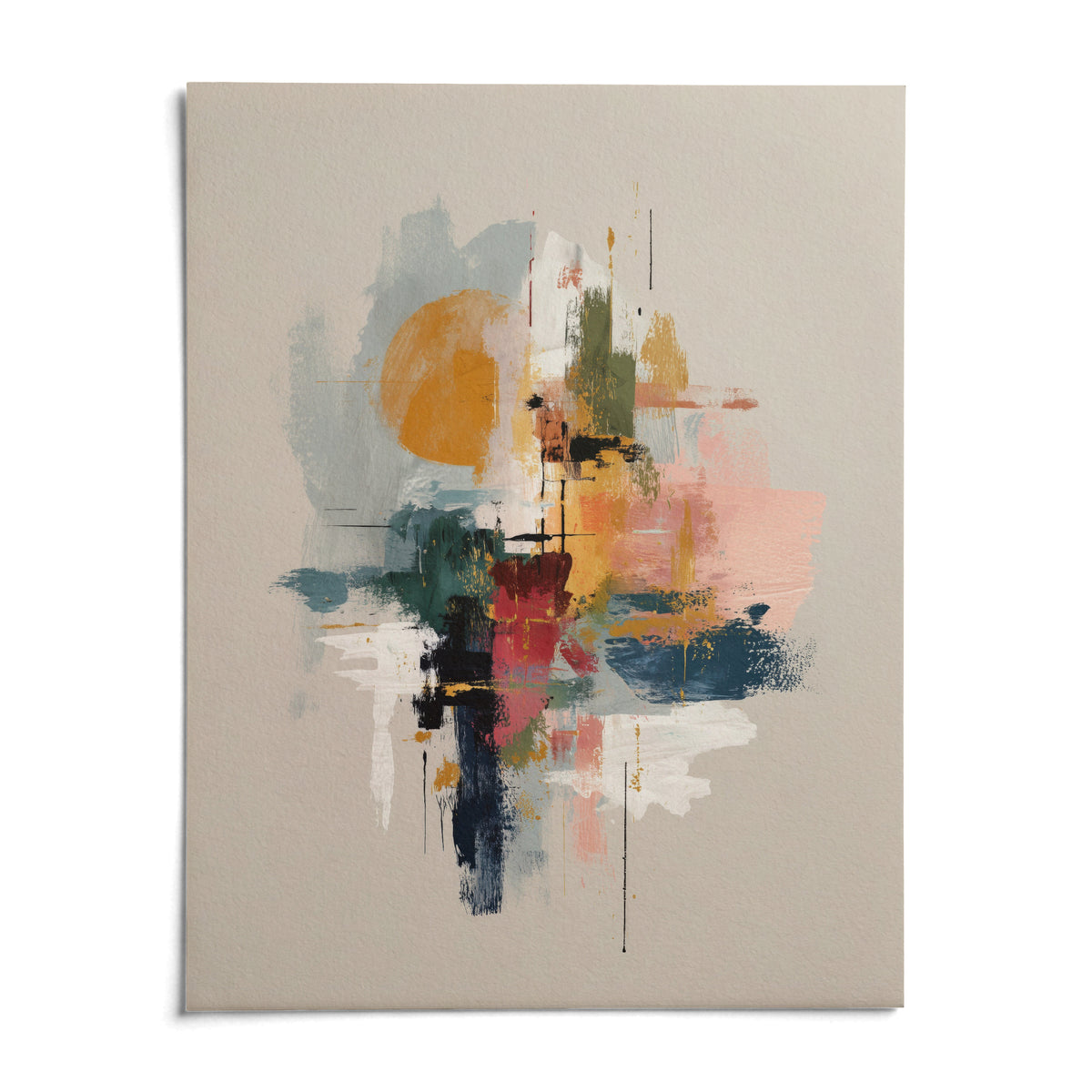 Colorful Wabi Sabi Print, shown as an unframed paper print on a plain white background