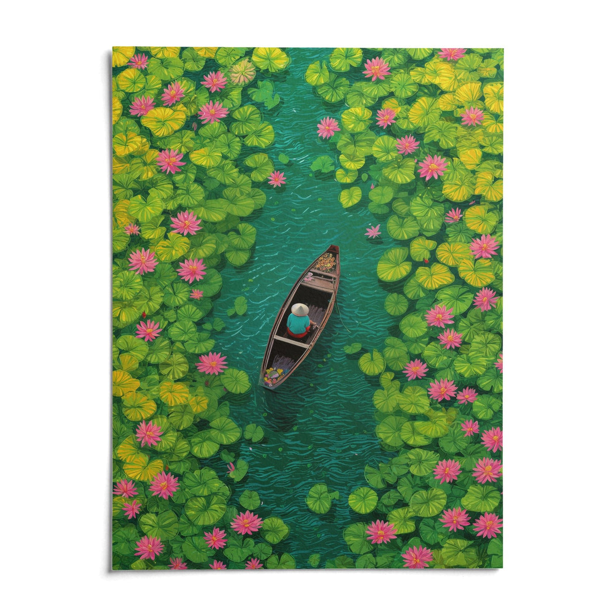 Colorful Water Lily Poster, shown as an unframed paper print on a plain white background