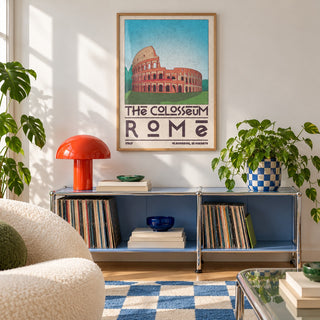 Colosseum Art Print shown in a playful living room with a modular console (frame not included)