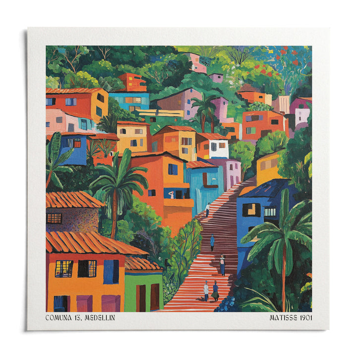 Comuna 13 Art, shown as an unframed paper print on a plain white background