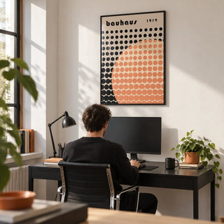 Cool Art Poster, framed on the wall of a crisp home office with a white wall