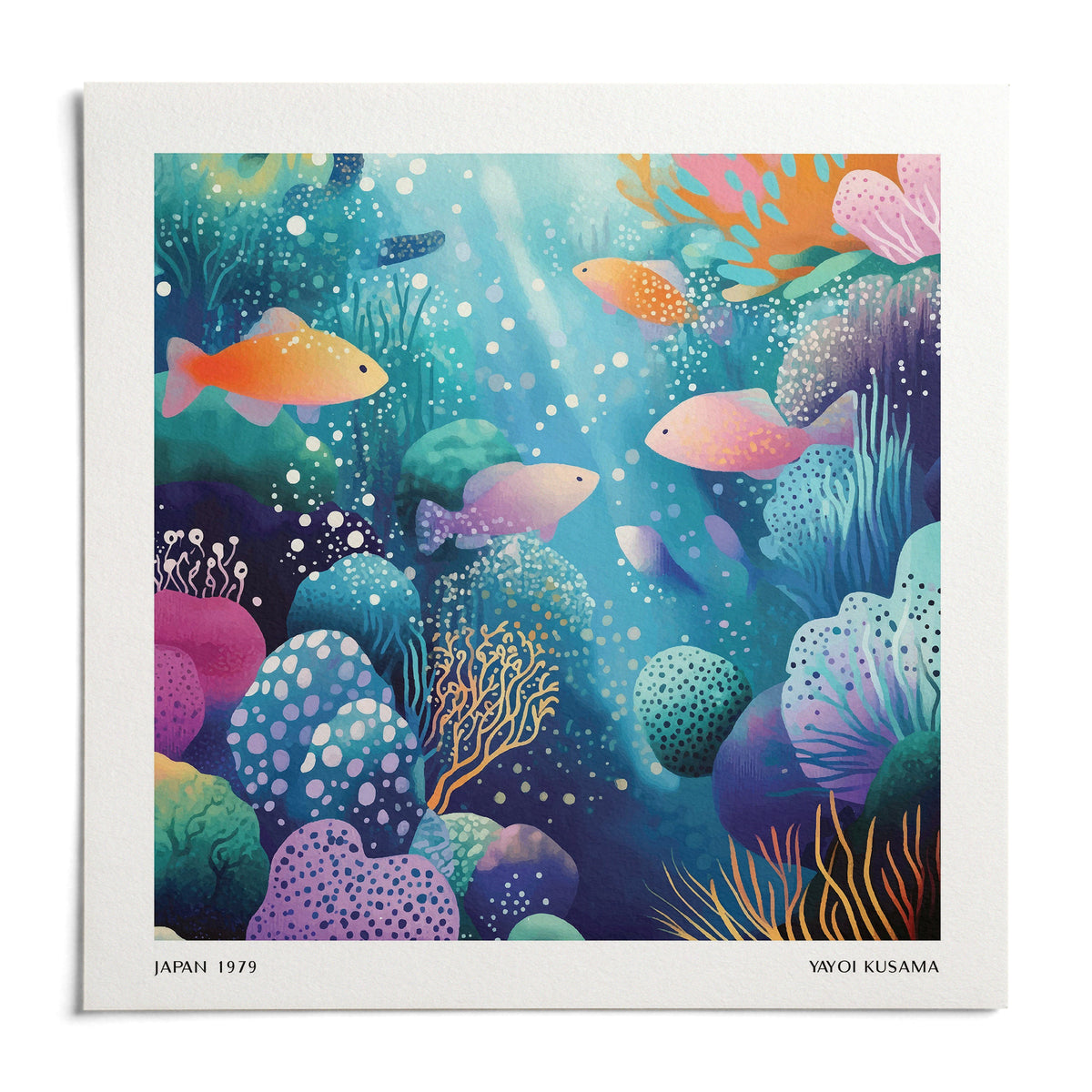 Coral Reef Wall Art, shown as an unframed paper print on a plain white background