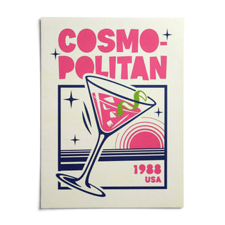 Cosmopolitan Cocktail Art Print, shown as an unframed paper print on a plain white background