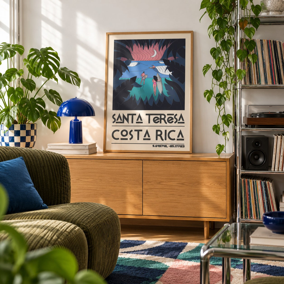 Costa Rica Surf Art shown in a creative reading corner (frame not included)