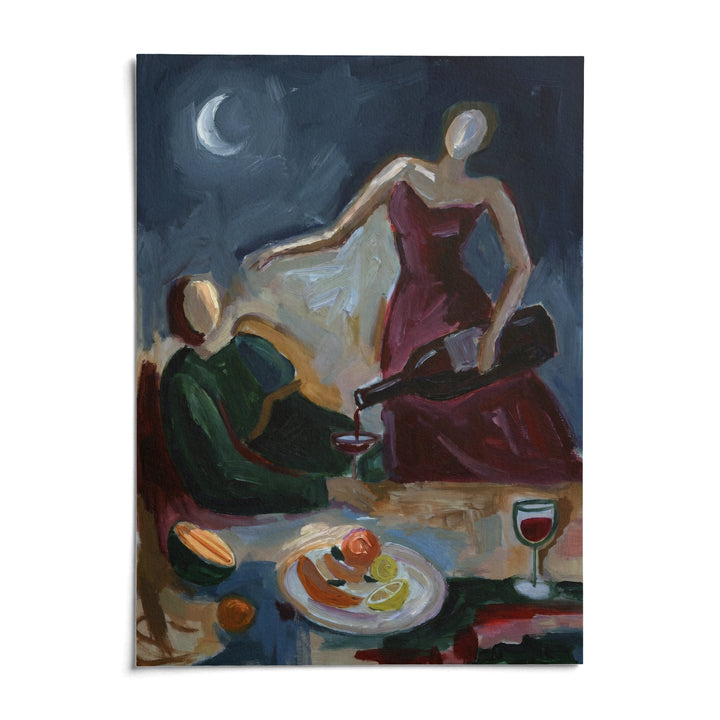 Couple Dinner Wall Art, shown as an unframed paper print on a plain white background