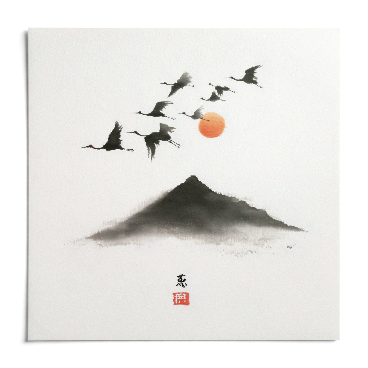 Crane Mountain Art, shown as an unframed paper print on a plain white background