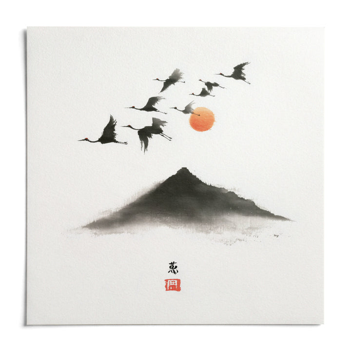 Crane Mountain Art, shown as an unframed paper print on a plain white background