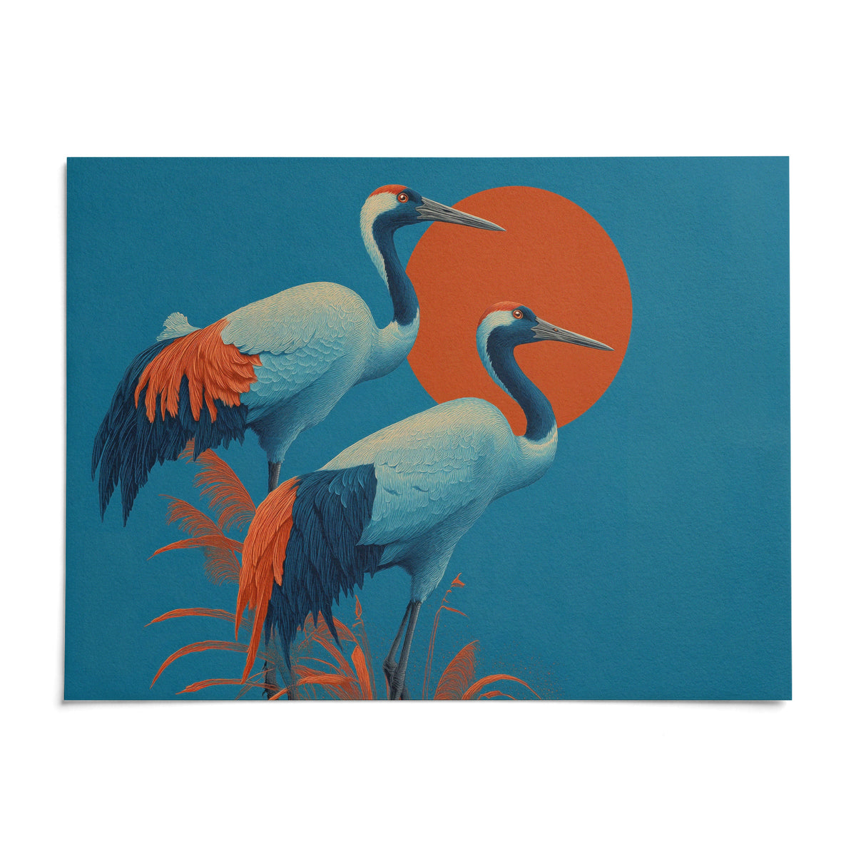 Cranes Artwork, shown as an unframed paper print on a plain white background