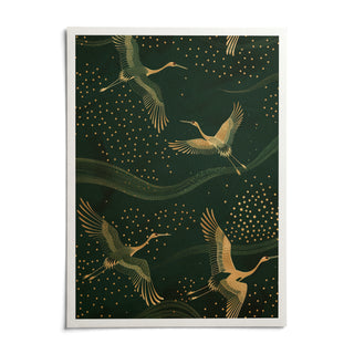 Cranes Gold Art Print, shown as an unframed paper print on a plain white background