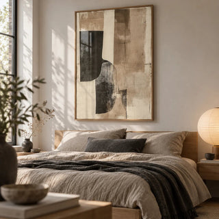 Cream Wall Art, framed on the wall of a calm bedroom