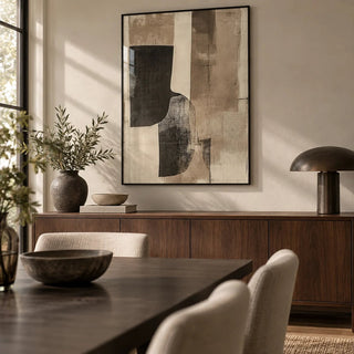Cream Wall Art, framed on the wall of a minimal dining room
