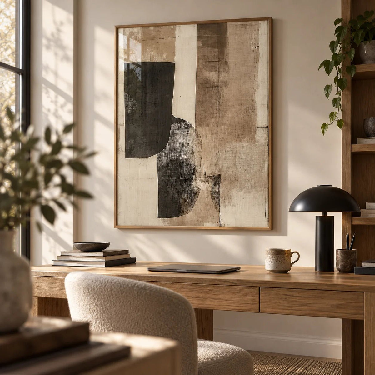 Cream Wall Art, framed on the wall of a quiet home office
