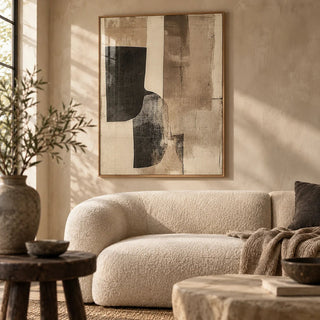 Cream Wall Art, framed on the wall of a wabi-sabi living room