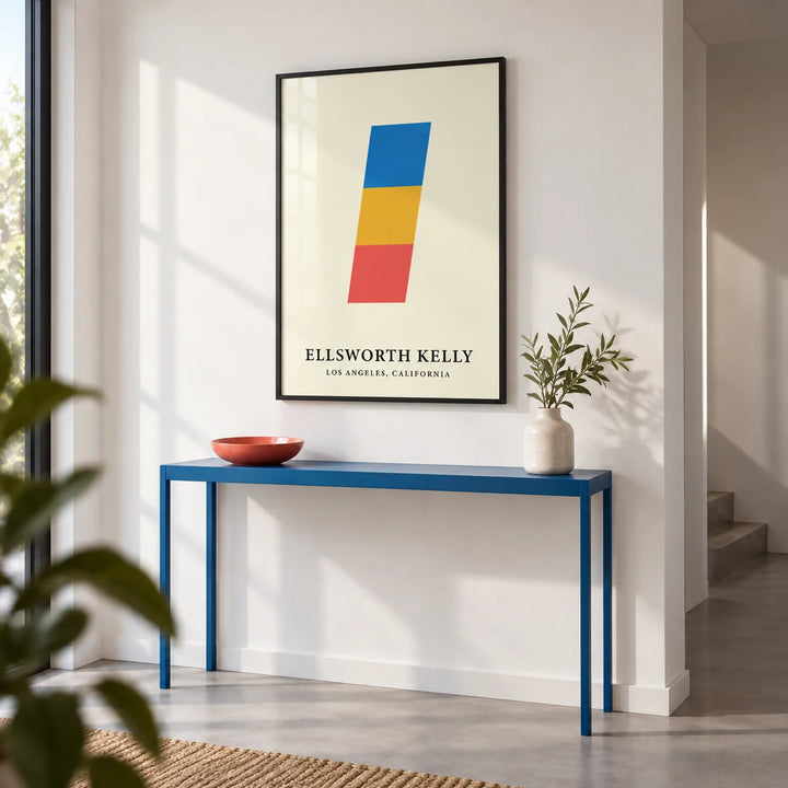 Creative Wall Art, framed on the wall of a crisp hallway with a white wall and a plain grey floor