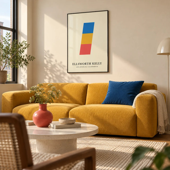 Creative Wall Art, framed on the wall of a design-led city flat living room with a warm cream wall