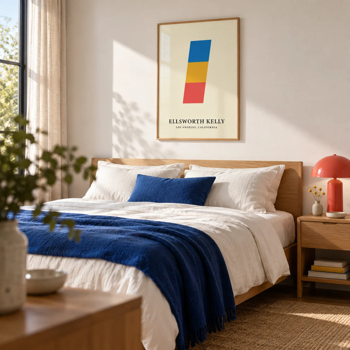 Creative Wall Art, framed on the wall of a modern bedroom with a soft white wall