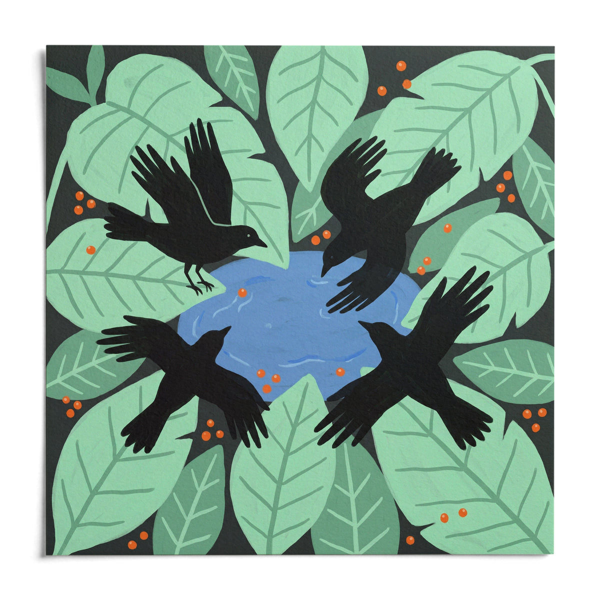 Crows Art Print, shown as an unframed paper print on a plain white background