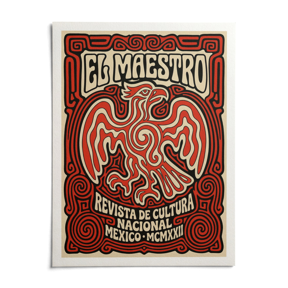 Cultural Mexican Poster, shown as an unframed paper print on a plain white background