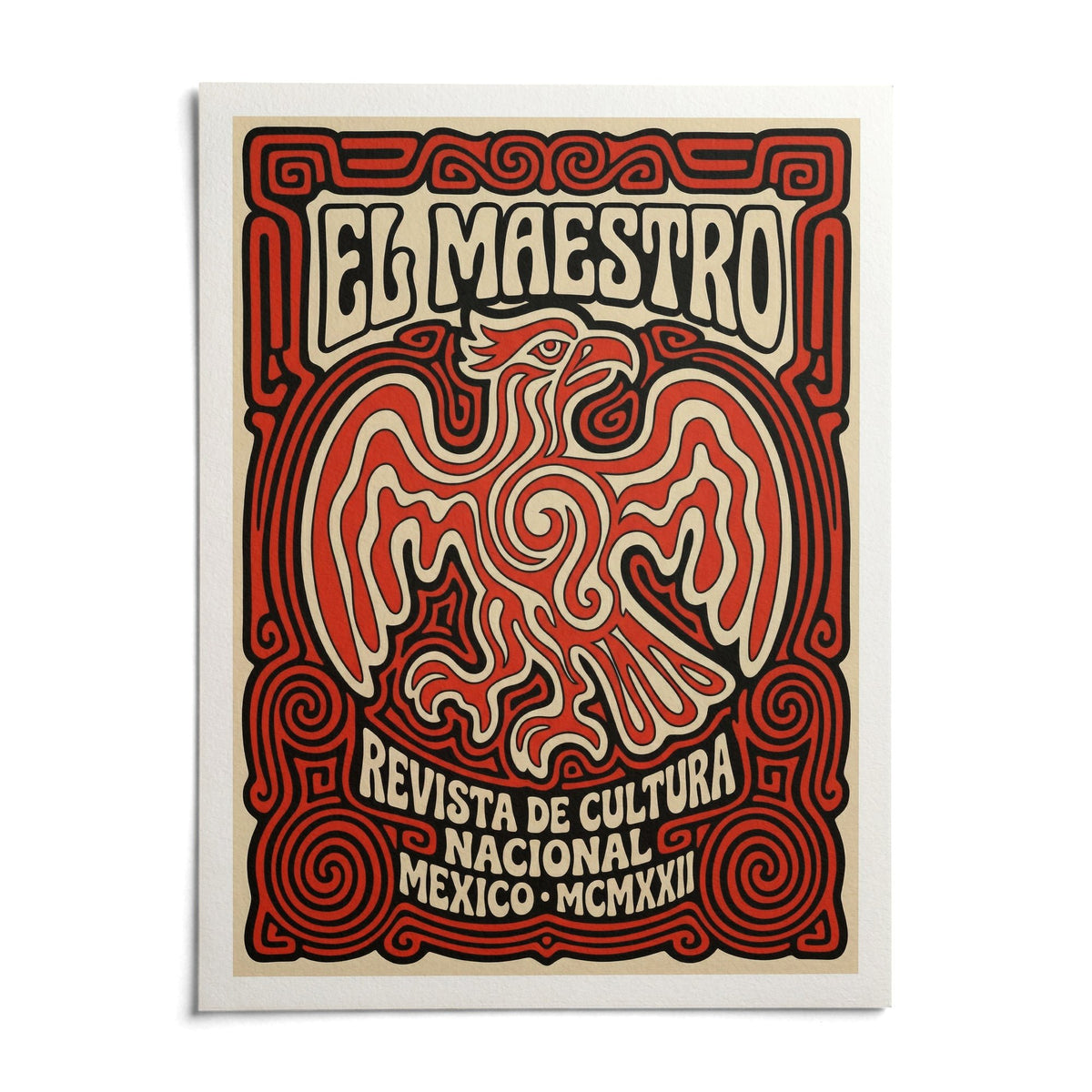 Cultural Mexican Poster, shown as an unframed paper print on a plain white background