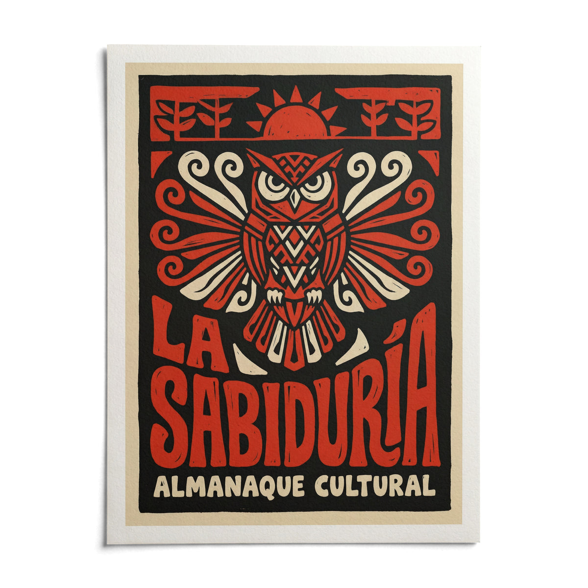 Cultural Owls Poster, shown as an unframed paper print on a plain white background
