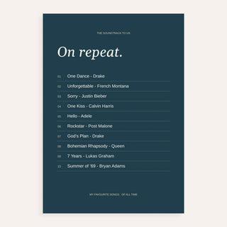 Custom Song Wall Art, shown as an unframed paper print on a plain white background