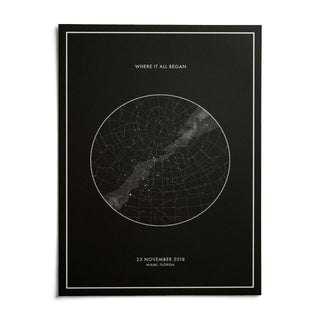 Custom Star Map, shown as an unframed paper print on a plain white background