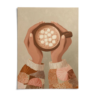 Cute Coffee Art Print, shown as an unframed paper print on a plain white background