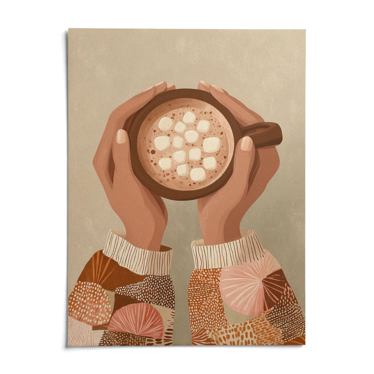 Cute Coffee Art Print, shown as an unframed paper print on a plain white background