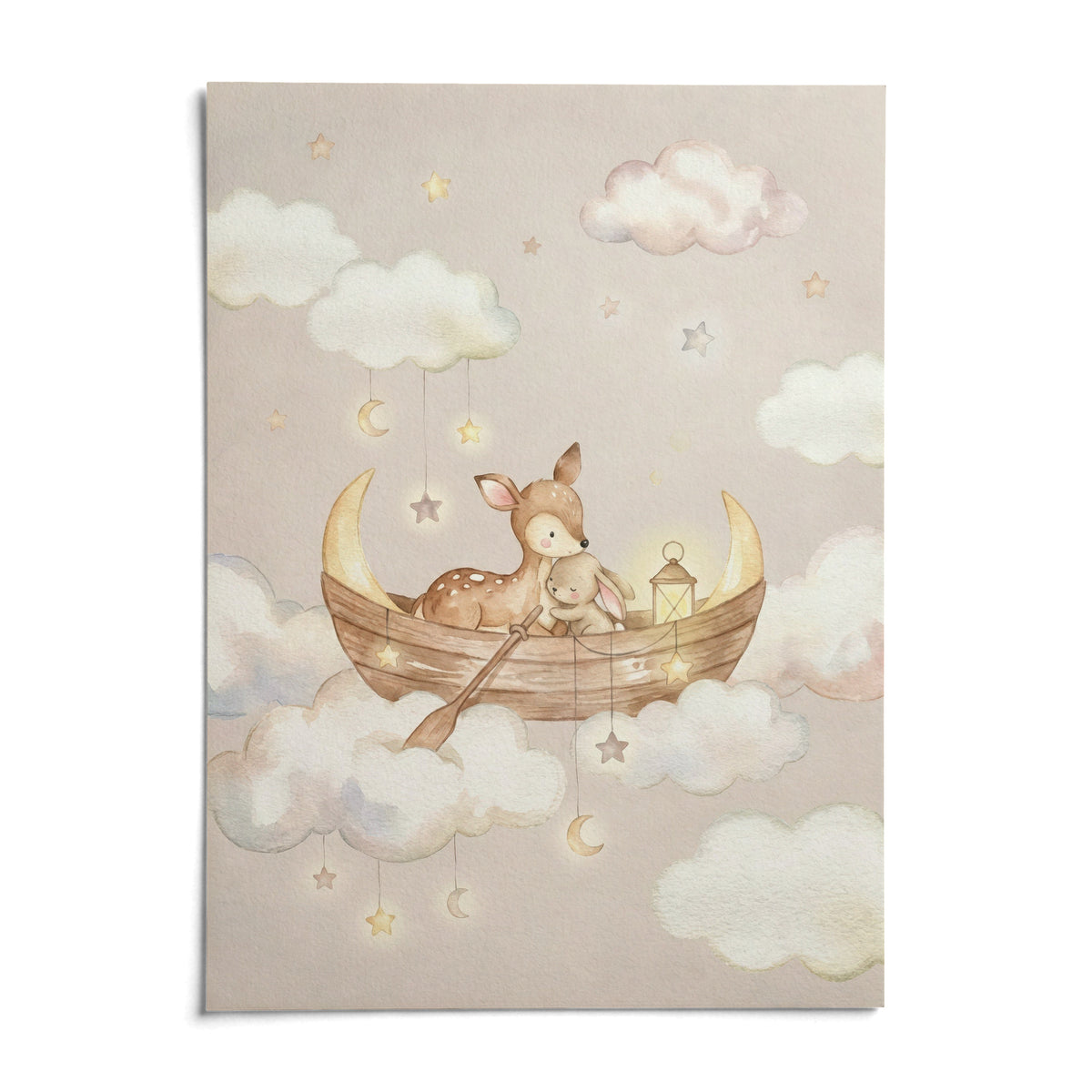 Cute Nursery Wall Art, shown as an unframed paper print on a plain white background