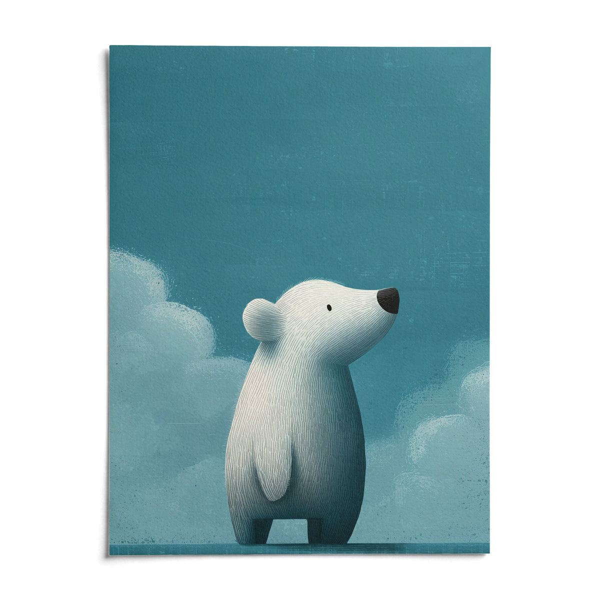 Cute Polar Bear Print, shown as an unframed paper print on a plain white background