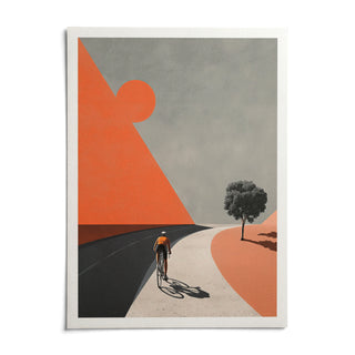 Cycling Landscape Art Print, shown as an unframed paper print on a plain white background